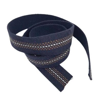 Angel Çanta Aksesuar 4 cm Pamuklu Kolon Lacivert Renk Kahve Beyaz Çizgili 1 Metre - 2