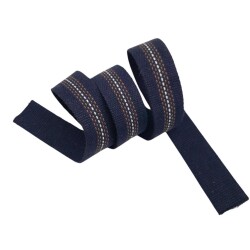 Angel Çanta Aksesuar 4 cm Pamuklu Kolon Lacivert Renk Kahve Beyaz Çizgili 1 Metre - 3