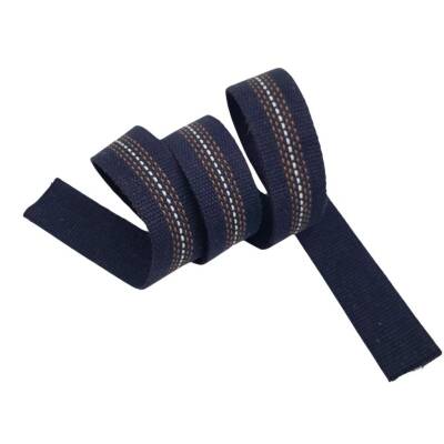 Angel Çanta Aksesuar 4 cm Pamuklu Kolon Lacivert Renk Kahve Beyaz Çizgili 1 Metre - 3