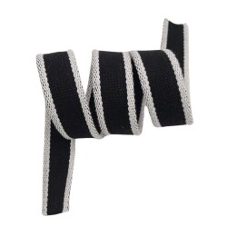 Angel Çanta Aksesuar 4 cm Pamuklu Kolon Siyah Beyaz Renk 1 Metre - Angel Çanta Aksesuar