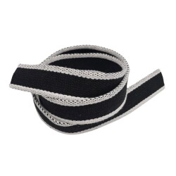 Angel Çanta Aksesuar 4 cm Pamuklu Kolon Siyah Beyaz Renk 1 Metre - 2