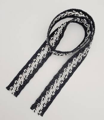 Angel Çanta Aksesuar 4 cm Siyah Beyaz Renk Hasır Örgü Model Kolon 1 Metre - 2