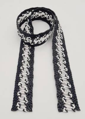 Angel Çanta Aksesuar 4 cm Siyah Beyaz Renk Hasır Örgü Model Kolon 1 Metre - 3