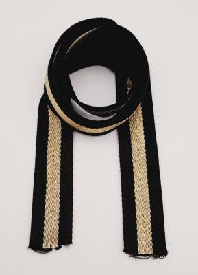 Angel Çanta Aksesuar 4 Cm Siyah Renk Simli Polyester Kolon 1 Metre - 1