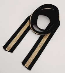 Angel Çanta Aksesuar 4 Cm Siyah Renk Simli Polyester Kolon 1 Metre - 3