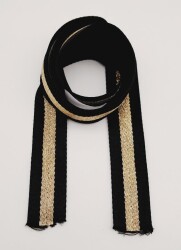 Angel Çanta Aksesuar 4 Cm Siyah Renk Simli Polyester Kolon 1 Metre - Angel Çanta Aksesuar