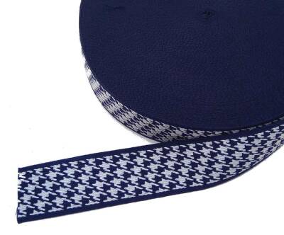 Angel Çanta Aksesuar 5 Cm Kazayağı Desenli Lacivert Polyester Kolon - 1