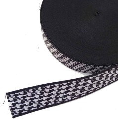 Angel Çanta Aksesuar 5 Cm Kazayağı Desenli Siyah Polyester Kolon - Angel Çanta Aksesuar