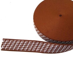 Angel Çanta Aksesuar 5 Cm Kazayağı Desenli Taba Polyester Kolon - Angel Çanta Aksesuar