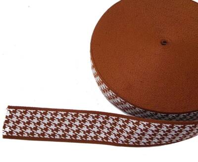 Angel Çanta Aksesuar 5 Cm Kazayağı Desenli Taba Polyester Kolon - 1