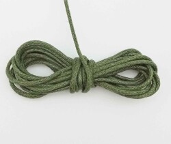 Angel Çanta Aksesuar Haki Yeşil Mumlu Koton İp 5 Metre - Angel Çanta Aksesuar