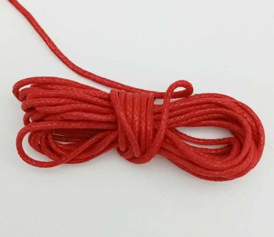 Angel Çanta Aksesuar Kırmızı Renk Mumlu Koton İp 5 Metre - 1