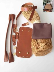 Angel Çanta Aksesuar Gerçek Deri Sitil Model Örgü Çanta Seti - Angel Çanta Aksesuar