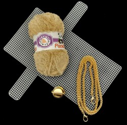 Angel Çanta Aksesuar Kalın Örgü Zincir Panda Kürk İpli Çanta Seti Light Gold - Angel Çanta Aksesuar