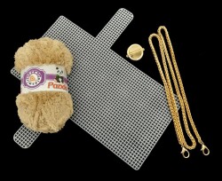 Angel Çanta Aksesuar Kalın Örgü Zincir Panda Kürk İpli Çanta Seti Light Gold - 2