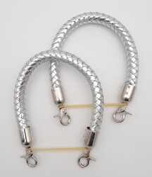 Angel Çanta Aksesuar Gümüş Renk Kısa Örme Çanta Sapı Gümüş Metal - Angel Çanta Aksesuar