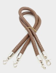 Angel Çanta Aksesuar Kahverengi Örme Çanta Sapı Gümüş Metal - Angel Çanta Aksesuar