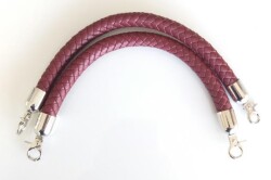 Angel Çanta Aksesuar Örme Çanta Sapı Kısa Gümüş Metalli Bordo - Angel Çanta Aksesuar