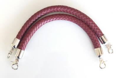 Angel Çanta Aksesuar Örme Çanta Sapı Kısa Gümüş Metalli Bordo - 1