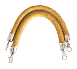 Angel Çanta Aksesuar Örme Çanta Sapı Kısa Gümüş Metalli Hardal - Angel Çanta Aksesuar