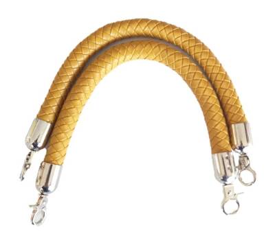 Angel Çanta Aksesuar Örme Çanta Sapı Kısa Gümüş Metalli Hardal - 1