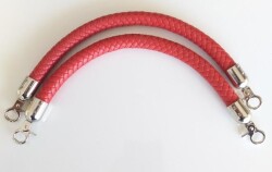 Angel Çanta Aksesuar Örme Çanta Sapı Kısa Gümüş Metalli Kırmızı - Angel Çanta Aksesuar