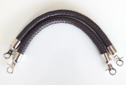 Angel Çanta Aksesuar Örme Çanta Sapı Kısa Gümüş Metalli Koyu Kahve - Angel Çanta Aksesuar