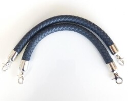 Angel Çanta Aksesuar Örme Çanta Sapı Kısa Gümüş Metalli Lacivert - Angel Çanta Aksesuar