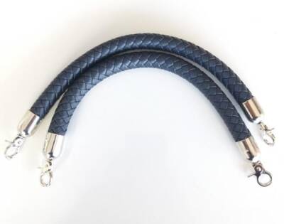 Angel Çanta Aksesuar Örme Çanta Sapı Kısa Gümüş Metalli Lacivert - 1