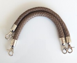 Angel Çanta Aksesuar Örme Çanta Sapı Kısa Gümüş Metalli Vizon - Angel Çanta Aksesuar