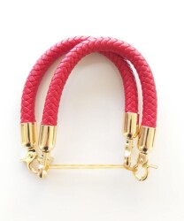 Angel Çanta Aksesuar Örme Çanta Sapı Kısa, Kırmızı Renk - Angel Çanta Aksesuar