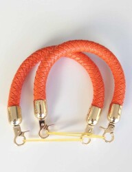 Angel Çanta Aksesuar Örme Çanta Sapı Kısa Turuncu Renk Light Gold Metal - Angel Çanta Aksesuar