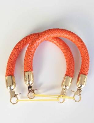 Angel Çanta Aksesuar Örme Çanta Sapı Kısa Turuncu Renk Light Gold Metal - 1