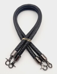 Angel Çanta Aksesuar Siyah Örme Çanta Sapı Füme Metal - 2