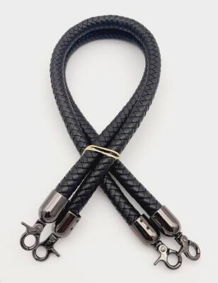 Angel Çanta Aksesuar Siyah Örme Çanta Sapı Füme Metal - 2