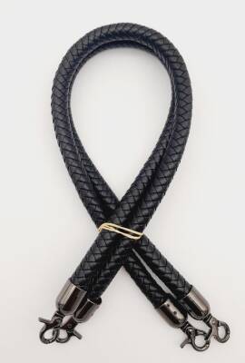 Angel Çanta Aksesuar Siyah Örme Çanta Sapı Füme Metal - 1