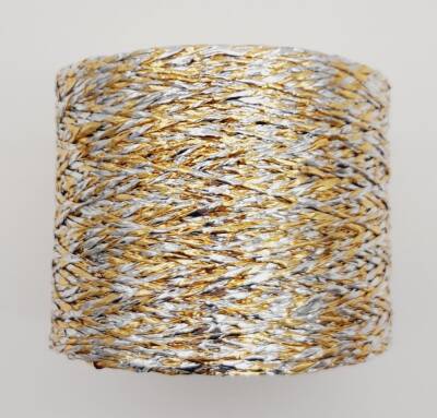 Angel Çanta Aksesuar Özel Sarım Simli Kağıt İp Ebruli Gold Gri Renk - 2