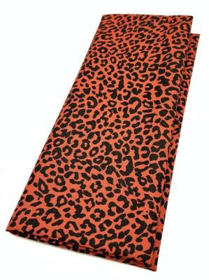 Angel Çanta Aksesuar 120x50 cm Pamuklu Astarlık Kumaş Kiremit-Siyah Leopar Desen - 1