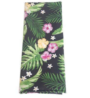 Angel Çanta Aksesuar 120X50 Cm Pamuklu Astarlık Kumaş Sarı Mor Çiçek Desen - 1