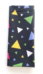 Angel Çanta Aksesuar 120X50 Cm, Pamuklu Astarlık Kumaş Siyahüzerine Üçgen Desen No:P94 - Angel Çanta Aksesuar