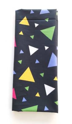 Angel Çanta Aksesuar 120X50 Cm, Pamuklu Astarlık Kumaş Siyahüzerine Üçgen Desen No:P94 - 1