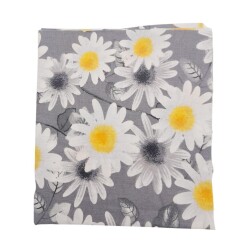 Angel Çanta Aksesuar 80x35 cm Pamuklu Astarlık Kumaş Beyaz Papatyalı Gri Renk No:35 - Angel Çanta Aksesuar