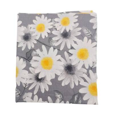 Angel Çanta Aksesuar 80x35 cm Pamuklu Astarlık Kumaş Beyaz Papatyalı Gri Renk No:35 - 1