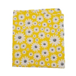 Angel Çanta Aksesuar 80x35 cm Pamuklu Astarlık Kumaş Beyaz Papatyalı Sarı Renk No:33 - Angel Çanta Aksesuar