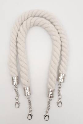 Angel Çanta Aksesuar 50 cm Pamuklu Halat Model Çift Çanta Sapı Gümüş Metalli - 3