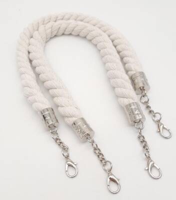 Angel Çanta Aksesuar 50 cm Pamuklu Halat Model Çift Çanta Sapı Gümüş Metalli - 4