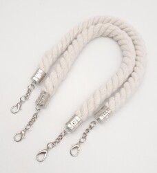 Angel Çanta Aksesuar 50 cm Pamuklu Halat Model Çift Çanta Sapı Gümüş Metalli - 2