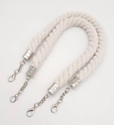 Angel Çanta Aksesuar 50 cm Pamuklu Halat Model Çift Çanta Sapı Gümüş Metalli - 2