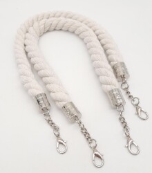 Angel Çanta Aksesuar 50 cm Pamuklu Halat Model Çift Çanta Sapı Gümüş Metalli - 4