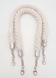 Angel Çanta Aksesuar 50 cm Pamuklu Halat Model Çift Çanta Sapı Gümüş Metalli - Angel Çanta Aksesuar